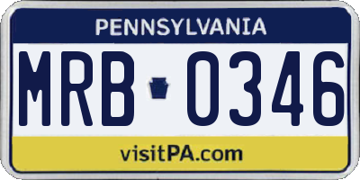 PA license plate MRB0346