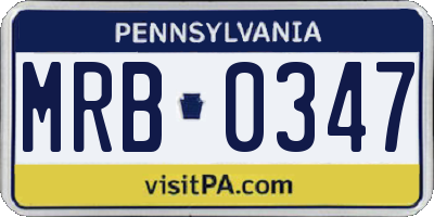 PA license plate MRB0347