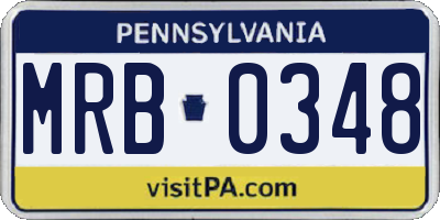 PA license plate MRB0348