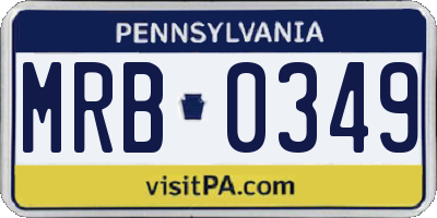PA license plate MRB0349