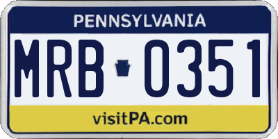 PA license plate MRB0351