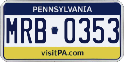 PA license plate MRB0353