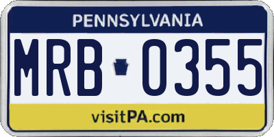 PA license plate MRB0355
