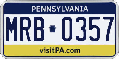 PA license plate MRB0357