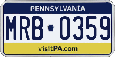PA license plate MRB0359