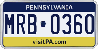 PA license plate MRB0360