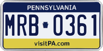 PA license plate MRB0361