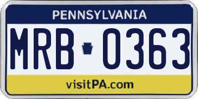 PA license plate MRB0363