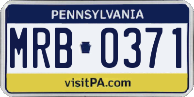 PA license plate MRB0371