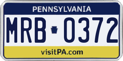 PA license plate MRB0372