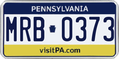 PA license plate MRB0373