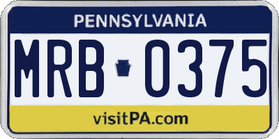PA license plate MRB0375