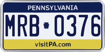 PA license plate MRB0376