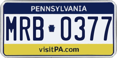 PA license plate MRB0377