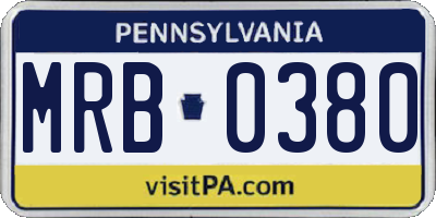 PA license plate MRB0380