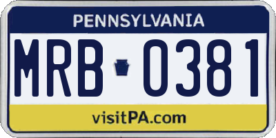 PA license plate MRB0381