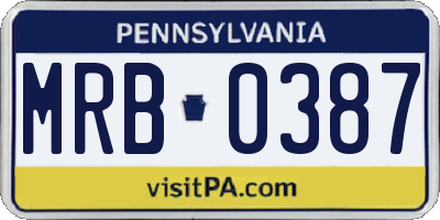 PA license plate MRB0387