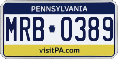 PA license plate MRB0389