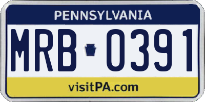 PA license plate MRB0391