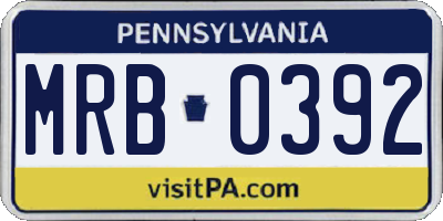 PA license plate MRB0392