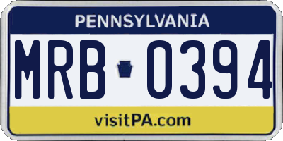 PA license plate MRB0394
