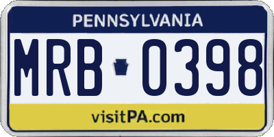 PA license plate MRB0398