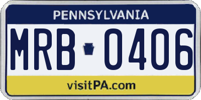 PA license plate MRB0406