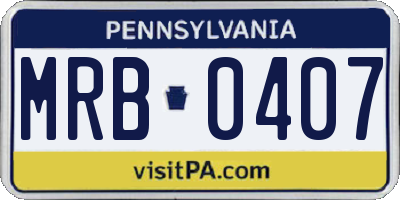 PA license plate MRB0407