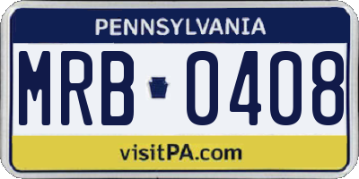 PA license plate MRB0408
