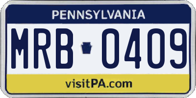 PA license plate MRB0409