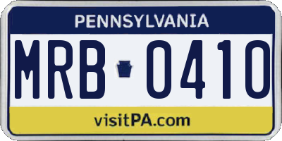 PA license plate MRB0410