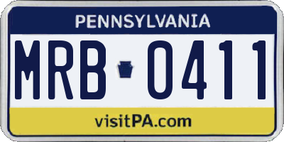 PA license plate MRB0411