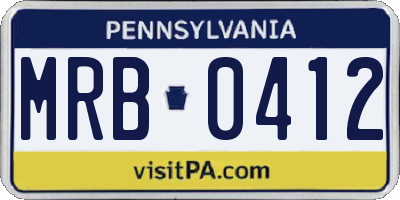 PA license plate MRB0412