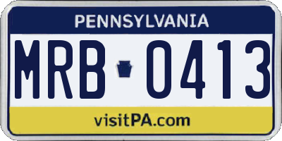 PA license plate MRB0413