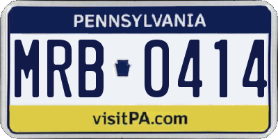 PA license plate MRB0414