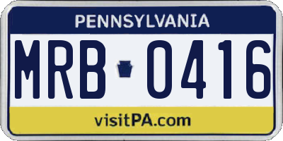 PA license plate MRB0416