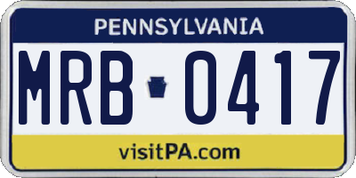 PA license plate MRB0417