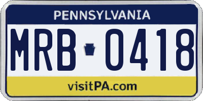PA license plate MRB0418