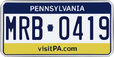 PA license plate MRB0419