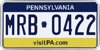 PA license plate MRB0422