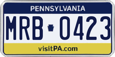 PA license plate MRB0423