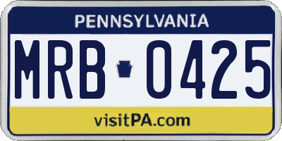 PA license plate MRB0425