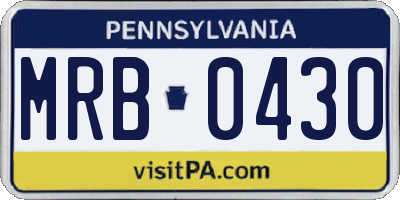 PA license plate MRB0430