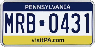 PA license plate MRB0431
