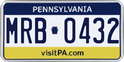 PA license plate MRB0432