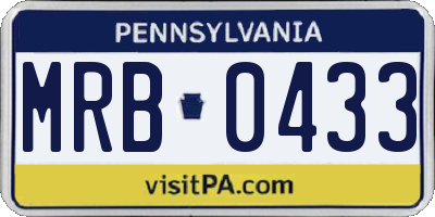 PA license plate MRB0433
