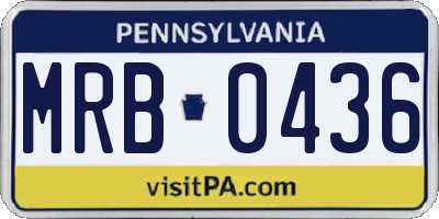 PA license plate MRB0436