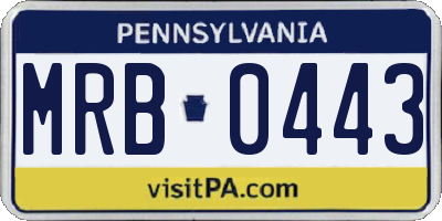 PA license plate MRB0443