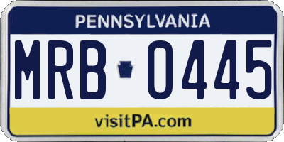 PA license plate MRB0445