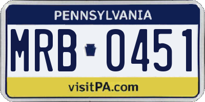PA license plate MRB0451